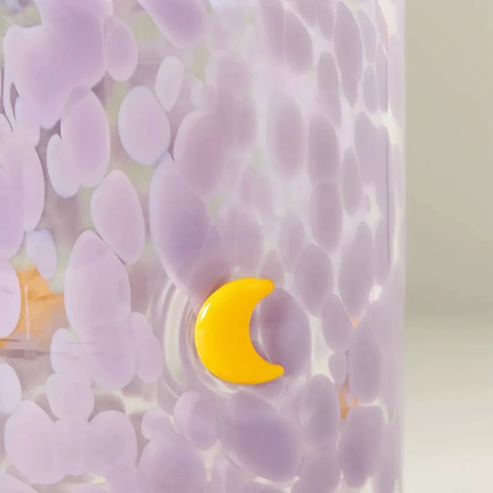 Anthropologie Halloween  Mystic Icon Juice Glass Moon Purple 17 Oz New
